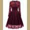  Women's Vintage Lace Dress Sexy Long Sleeves Cocktail Formal Dresses S-XXL